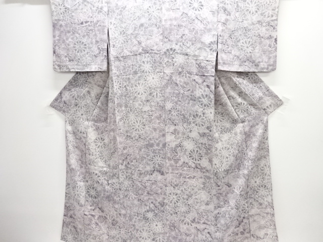 JAPANESE KIMONO / HITOE KOMON / CHIRIMEN / FLORAL PLANTS